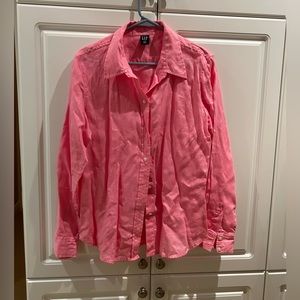 Gap Ladies Pink Linen Blouse Size Large In Great Condition